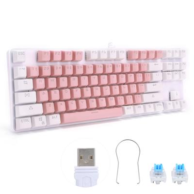 Tastatur Mechanisch Gaming 87 Tasten Gemischtes Licht Computerzubehör für Desktop Laptop 919