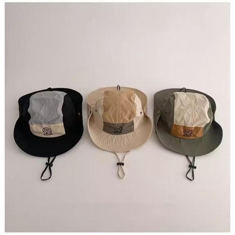 Kids Wide Brim Bucket Hats Quick Drying Thin Mesh Sun Hat Adjustable Drawstring for Summer Holiday Seaside Vacation