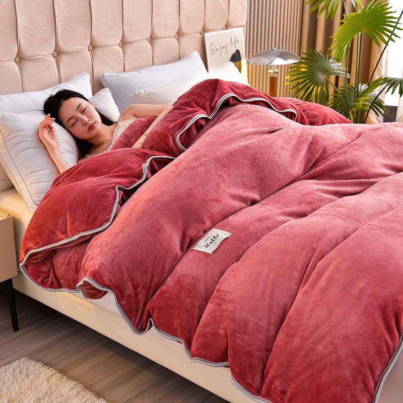 Solid Color Thickened Milk Velvet Duvet Cover Hotel Luxury Dark Green Single Double Comforter Cover Home Warm Soft Quilt Covers