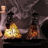 Strašidelné sošky čarodějnic na koštěti 16cm Pryskyřice Noční světlo Sváteční dekorativní lampa Halloweenská párty