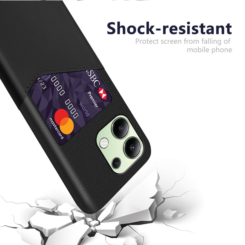 Für Xiaomi Redmi Note 13 4G Handyhülle PU-Leder+PC-Abdeckung mit Kartenhalter-Schlitz