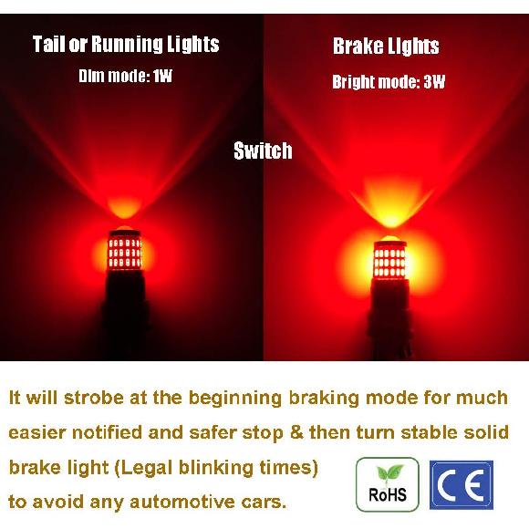 iBrightstar 9-30V Flashing Strobe Blinking Brake Lights 1157 2057 2357 7528 BAY15D LED Bulbs with Projector Replacement for Tail Brake Stop Lights,