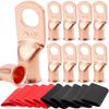 20pcs Copper Terminal Connectors, AWG 1/0 2/0 2 4 6 8 Ring Lug Kit With Shrink Tubing  & Battery Cable Lugs
