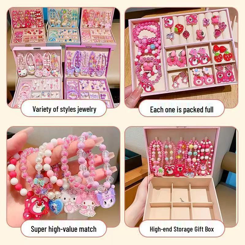 Kuromi Kids' Jewelry Gift Set: Necklace, Bracelet, Ring, Exquisite Box for Girls' Birthday