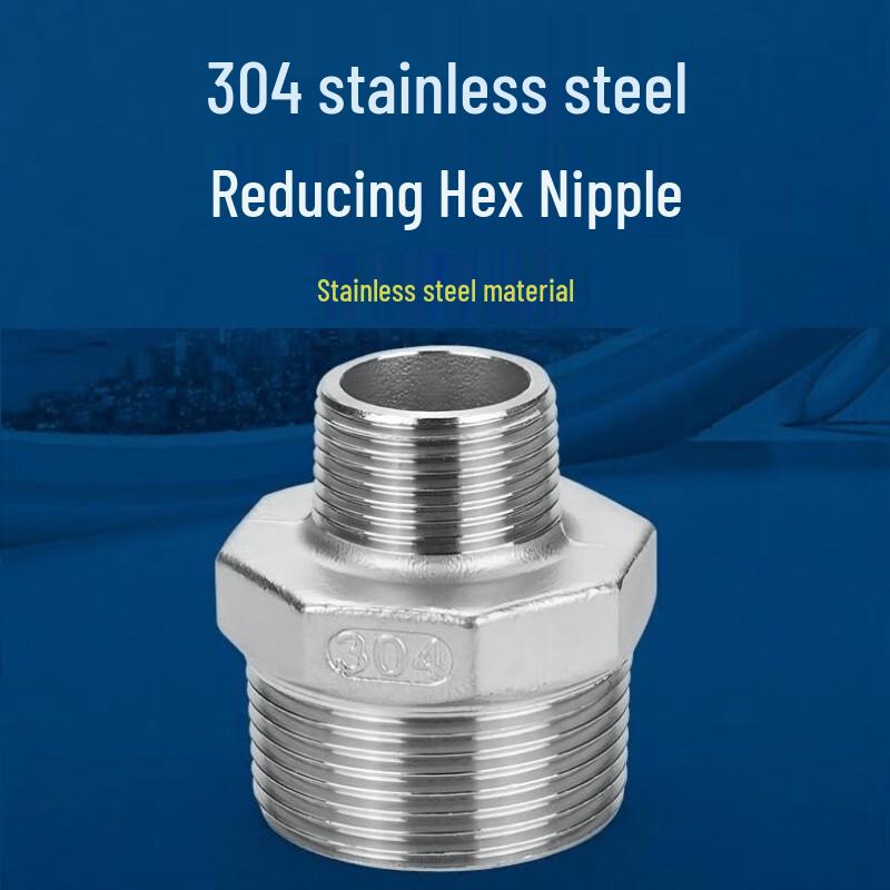 304 SS External Hex Reducing Nipple Straight Connector