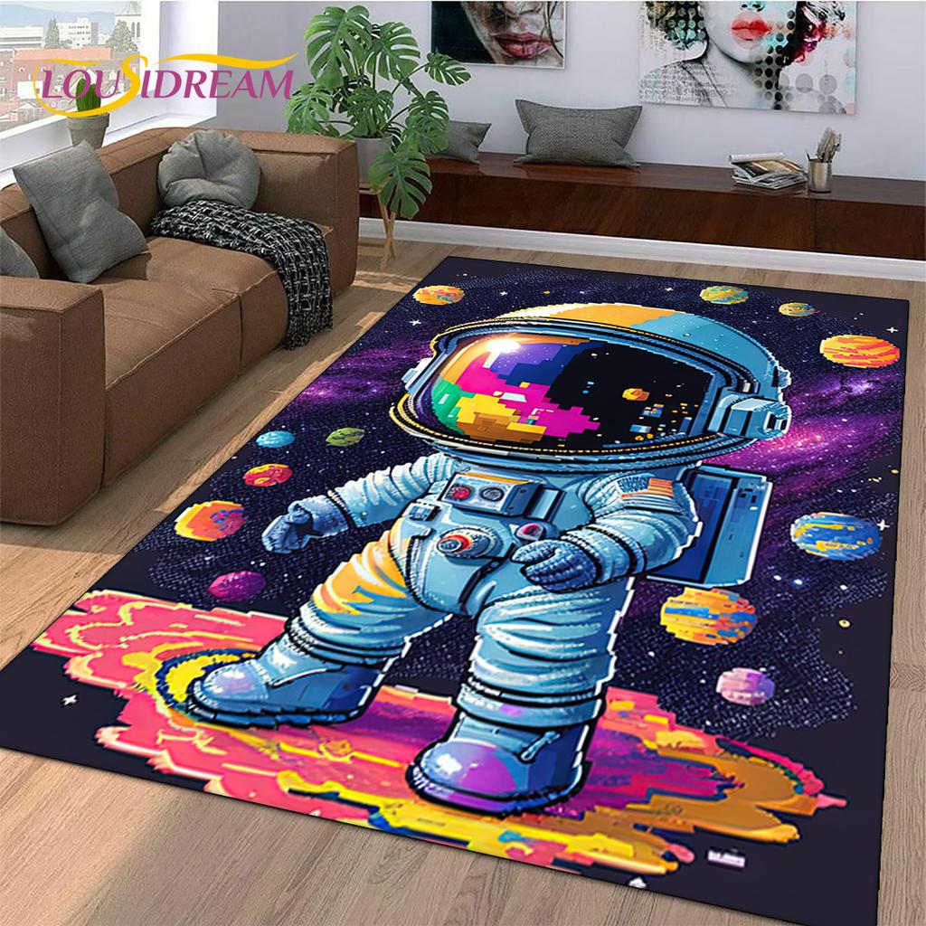 Astronauta Sen Wszechświat Kosmonauta Dywanik 3D Kosmos Kreskówka Dywan do Salonu Sypialni Dekoracja, Antypoślizgowy na Sofę Wycieraczka Dzieci