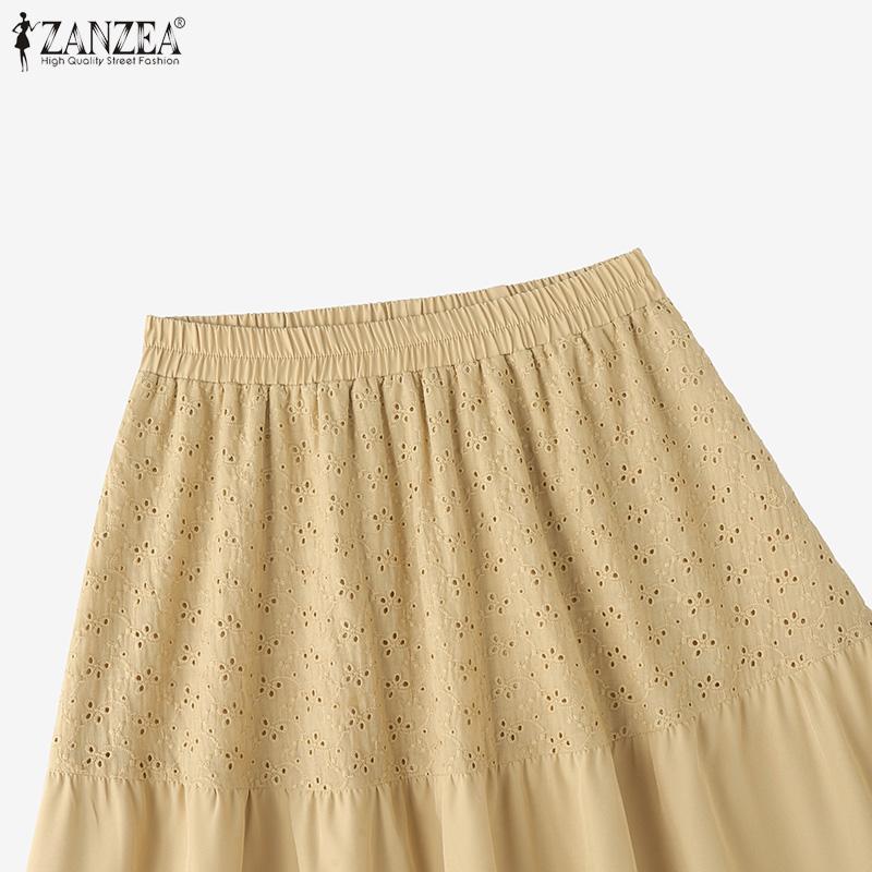 ZANZEA Women Casual Elegant Lace Patchwork A-Line Skirts