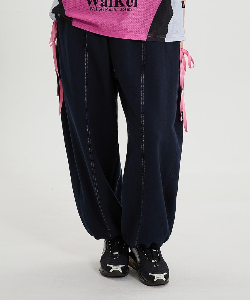 WAIKEI Double Elastic Ribbon Sweatpants Navy