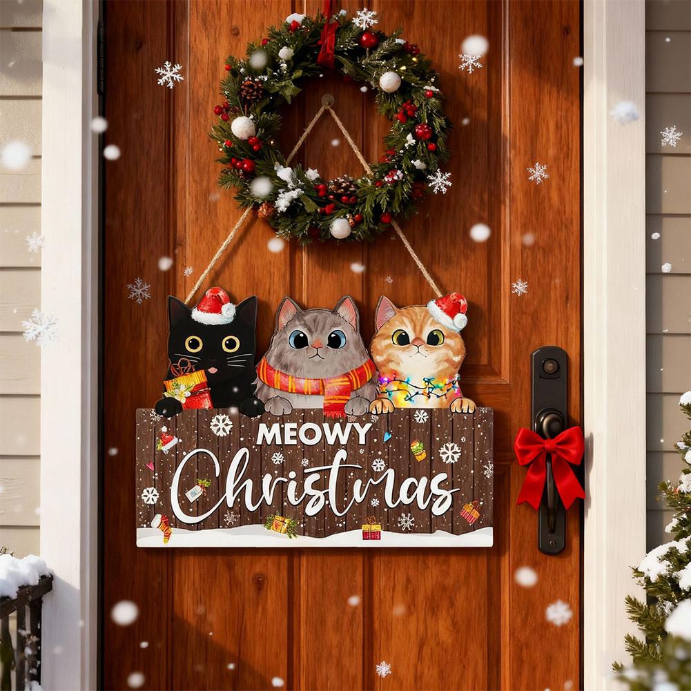 Christmas Wooden Hanging Ornament Crafted With A Smooth Cute Cat Christmas Pendant Festive Xmas Tree Decoration