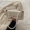 Minimalist Faux Leather Baguette Purse for Women Small Shoulder Crossbody Fashionable Daily Handbag CLE