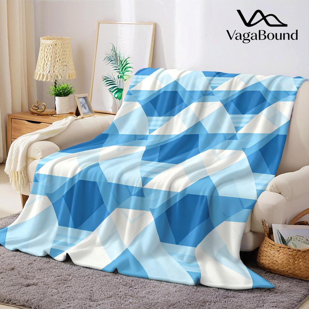 Mosaic Tile Squares Flannel Blanket Warm Soft Halloween Christmas All-Season Couch Decorative Cozy Warm Gift
