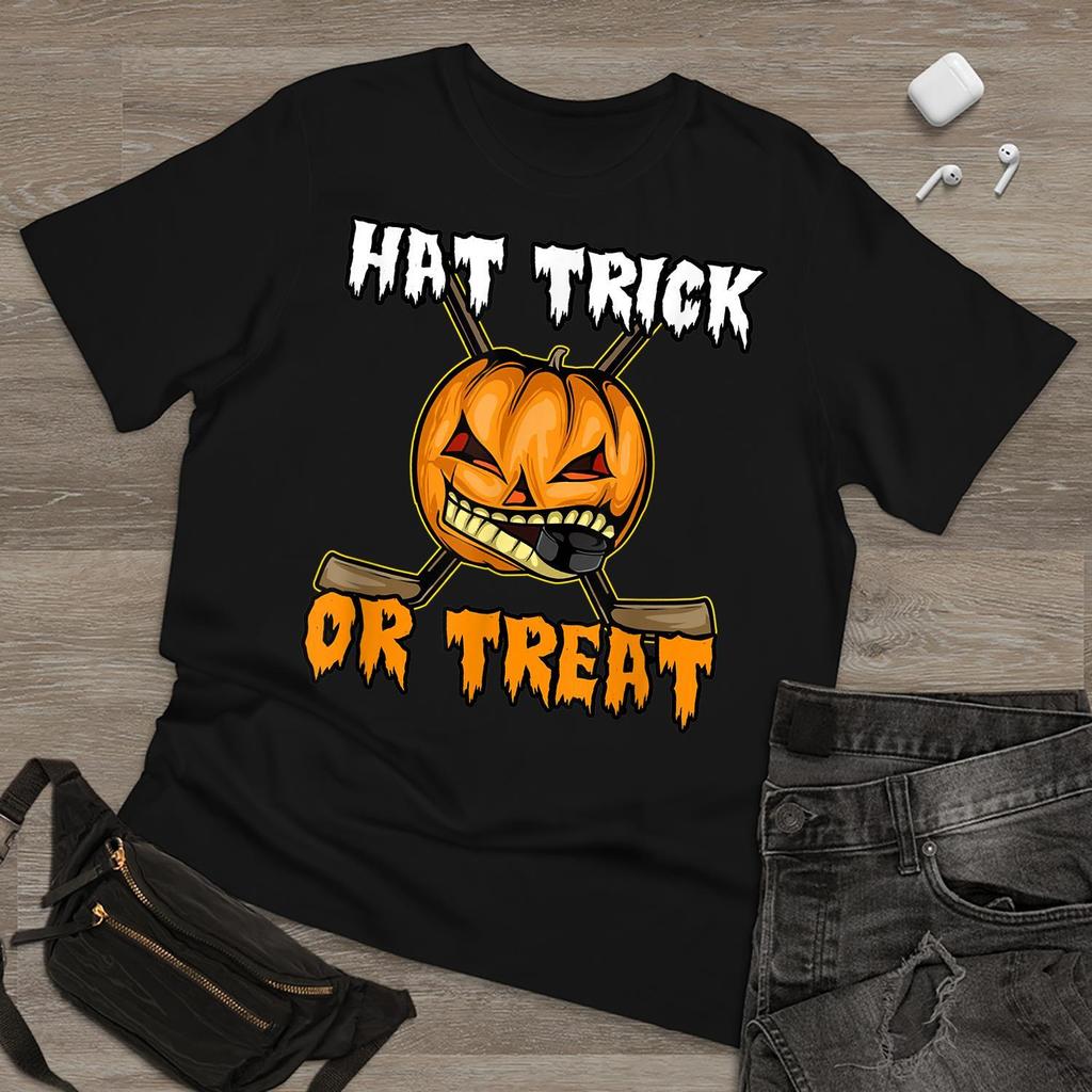Mens Halloween Graphic TShirt  Expressive Pumpkin Print Trick or Treat Design Cotton Crew Neck Short Sleeve Tee