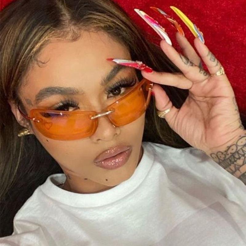 Trendy Y2K Rimless Sunglasses Women Steampunk Goggles Punk Shades UV400 Protection Unisex Outdoor Eyewear