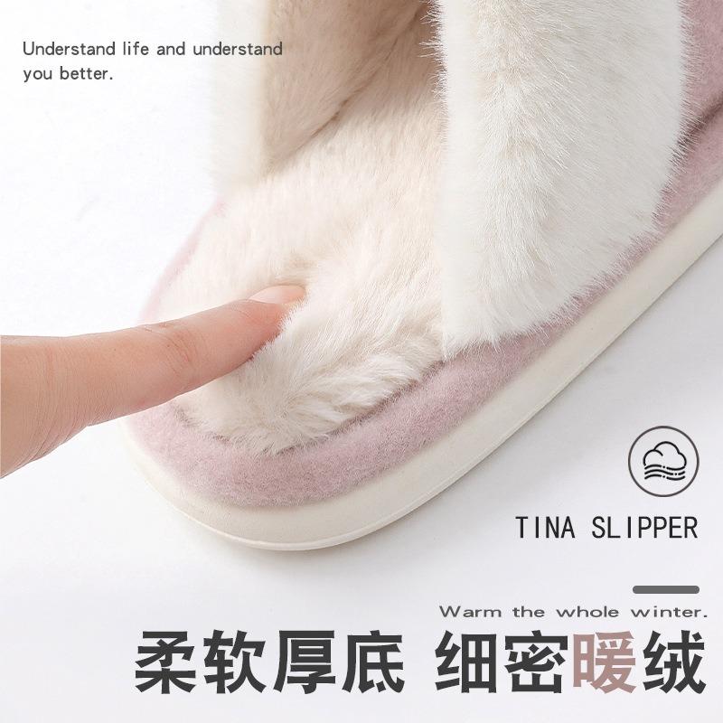 Slippers cotton slippers men's winter household fluffy slippers women's autumn and winter indoor cotton shoes dad's old warm and non-slip