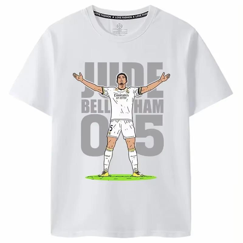 

Bellingham Real Madrid Fans Celebrate Action Print Short Sleeved Summer Crewneck Loose Comfortable Men s and Women s T-shirts 4XL
