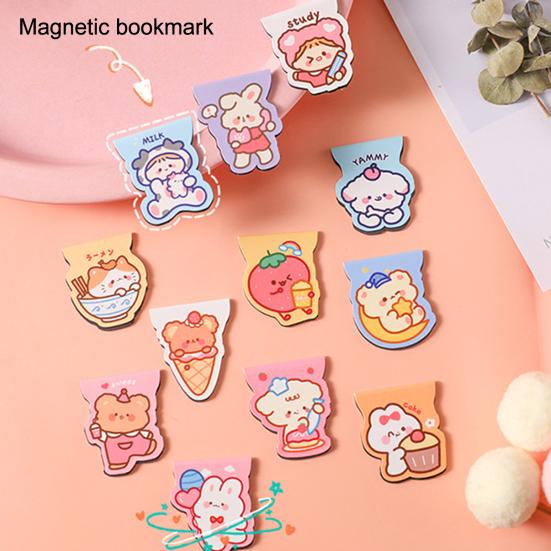 4Pcs Magnetic Bookmarks Thin Double-Sided Cartoon Book Markers Cute Page Holders Compact And Portable Page Holder for Students Reading Book