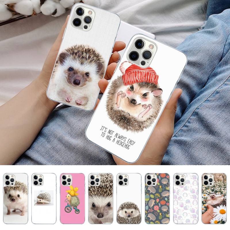 Cute Animal Hedgehog Phone Case for iPhone 11 12 13 mini pro XS MAX 8 7 6 6S Plus X 5S SE 2020 XR case