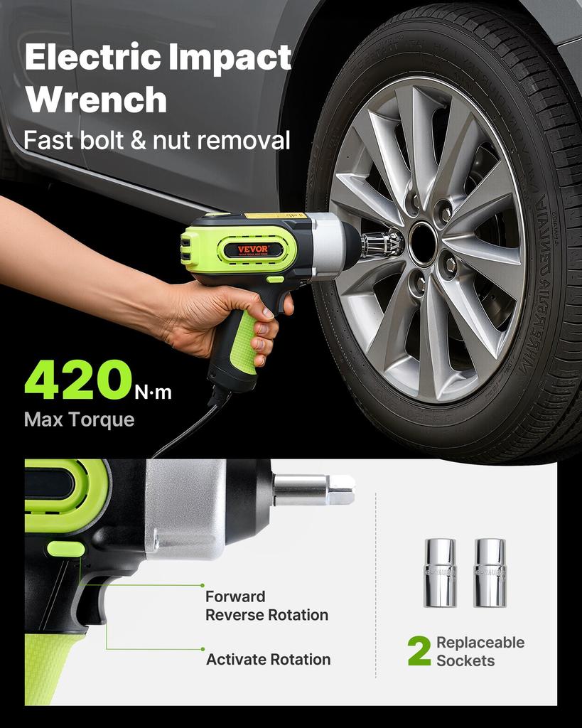 VEVOR Electric Car Jack 5 Ton Car Jack Hydraulic, Electric Floor Jack with Electric Impact Wrench, LED Light Hydraulic Jack Car Repair Tool