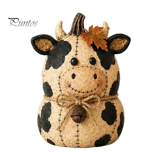 Thanksgiving Home Decor Ornaments Rustic Farmhouse Felt Animal Ornaments, Cute Cow/Pumpkin/Rooster Figurines, Decorative Handmade Animals Hand Painted