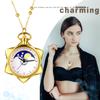 Taschenuhr Sonne Mond Stern Hexagramm Anhänger Uhr Analoganzeige Wasserdicht Niedlich Taschenuhr Halskette Pulloverkette Gold Modeaccessoire Geburtstag