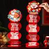 Folding Red Envelope for 2026 Year of the Horse - Waking Lion Design with Card Slot, Chinese New Year Pull-open Gift Bag