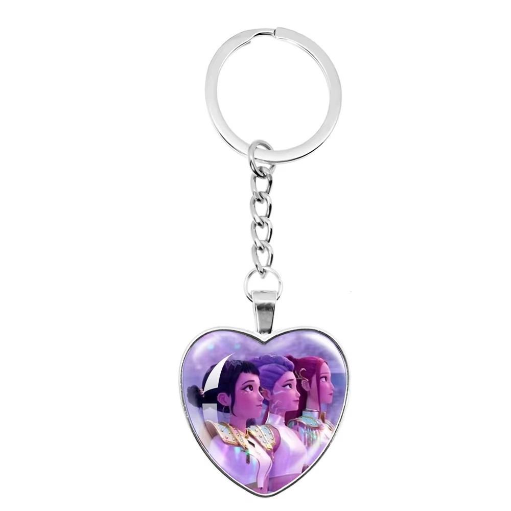 KPop Dämonenjäger Anime niedlicher Schlüsselanhänger Kinder Mode Schmuck Accessoires Edelstein Pfirsich Herz Halskette Mädchen Urlaubsgeschenk