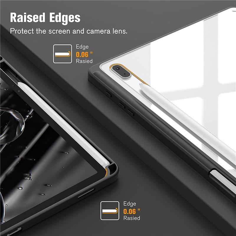 För Samsung Galaxy Tab S8 S7 11 Plus FE 12,4 tum Fodral Transparent Back Tablet Cover För Tab S8 Ultra 14,6 tum Stand Fodral Funda