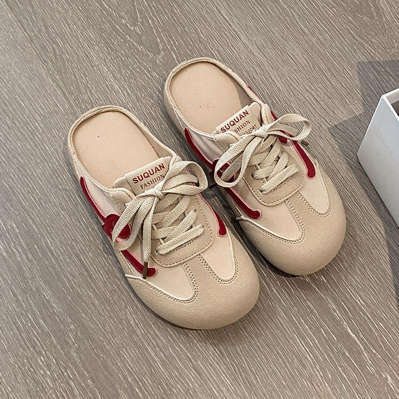 

Повседневные мягкие подошвы без каблука ленивые немецкие тренировочные туфли 2025 новая летняя платформа парусиновые туфли женские сумка голова полушлепанцы 40 хаки