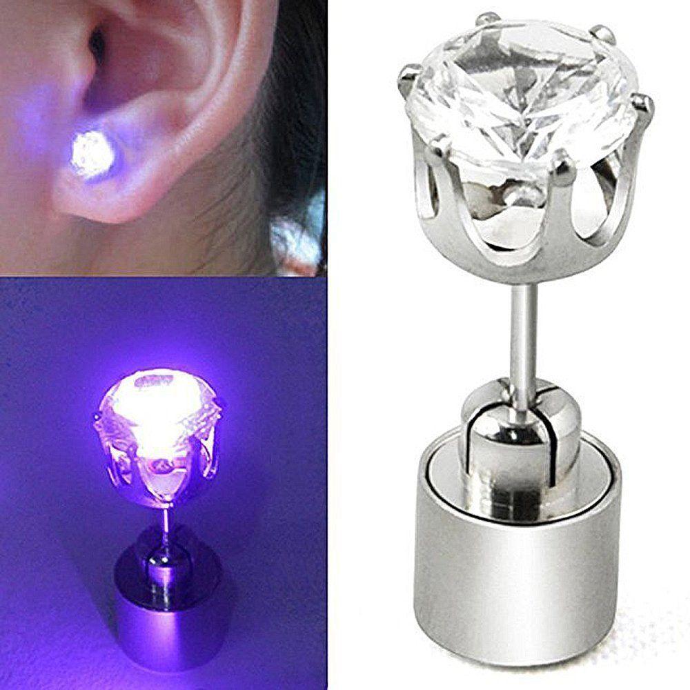 Trinket Rhinestones Men Earrings Glow Earrings Female Ear Studs Light Up Earrings  Earrings