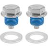 Universal Oil Drain Plug Anti Leakage Oil Pan Drain Bolt Screw Thread Repair Aluminum 2 Set with Gasket Silver Tone Blue Magnetic M16x1.5