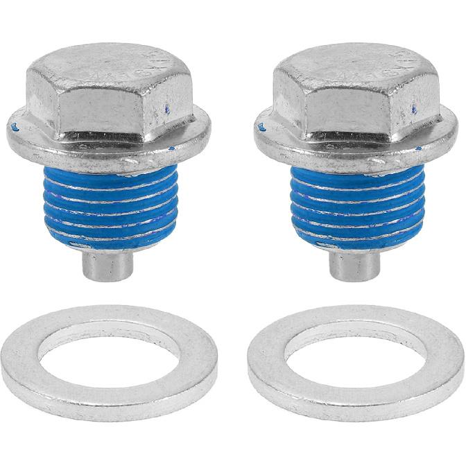 Universal Oil Drain Plug Anti Leakage Oil Pan Drain Bolt Screw Thread Repair Aluminum 2 Set with Gasket Silver Tone Blue Magnetic M16x1.5