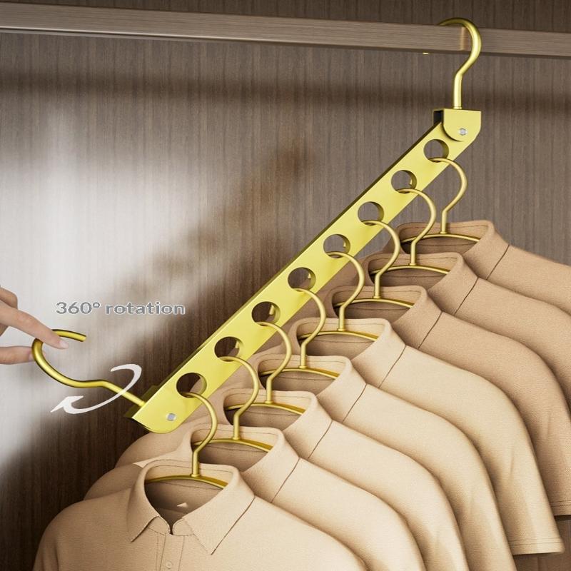 8 Hole Aluminum Alloy Clothes Hanger Space Saving Foldable Pants Hanger Magic Seamless Multiplayer Closet Organizer