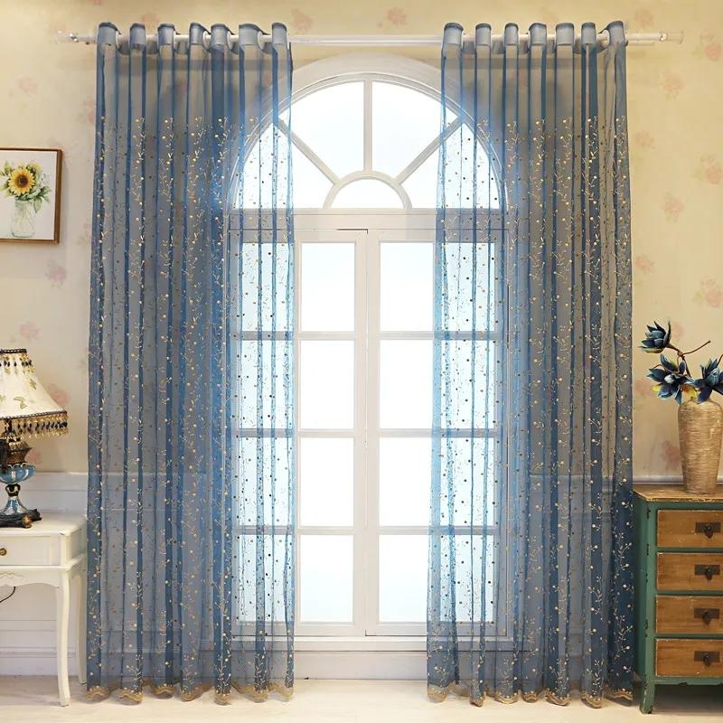 

Занавеска на балкон, окно, занавеска на эркер, занавеска с вышивкой, занавеска на окно, занавеска для спальни, карниз для штор 150*270cm*2pcs синий