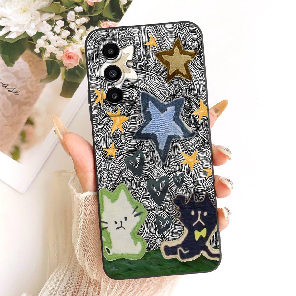 For Samsung Galaxy A05s A05 Cute Cat Flower Cartoon Phone Case For Samsung A05 A 05 05S A05S Shockproof Soft Silicone Cases