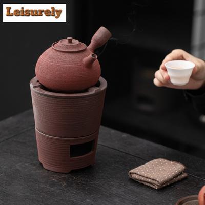 Retro Old Rock Clay Tea Warmer Holder Side Handle Pot Heater Stove Kettle Stand Boiling Water Carbon Furnace Kungfu Tea Services