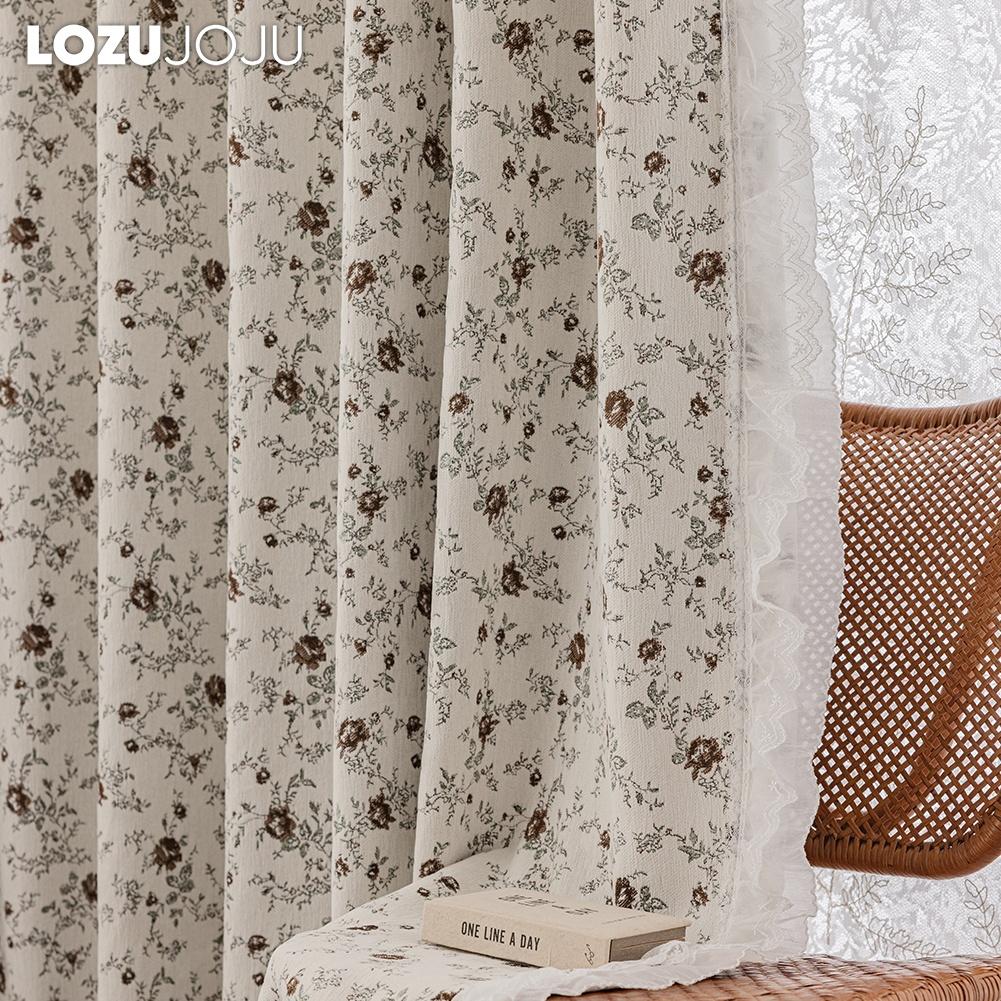 1PC LOZUJOJU Mid Ancient Style Floral Blackout Curtains French Lace Edge Curtains for Bedroom Living Room Home Decor