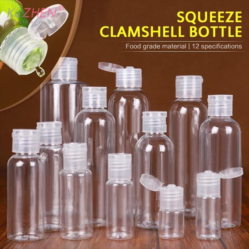 [Flip Cap] 5ml/10ml/15ml/30ml /50ml /100ml Empty Bottle Perfume Atomizer Transparent PET Plastic Bottles