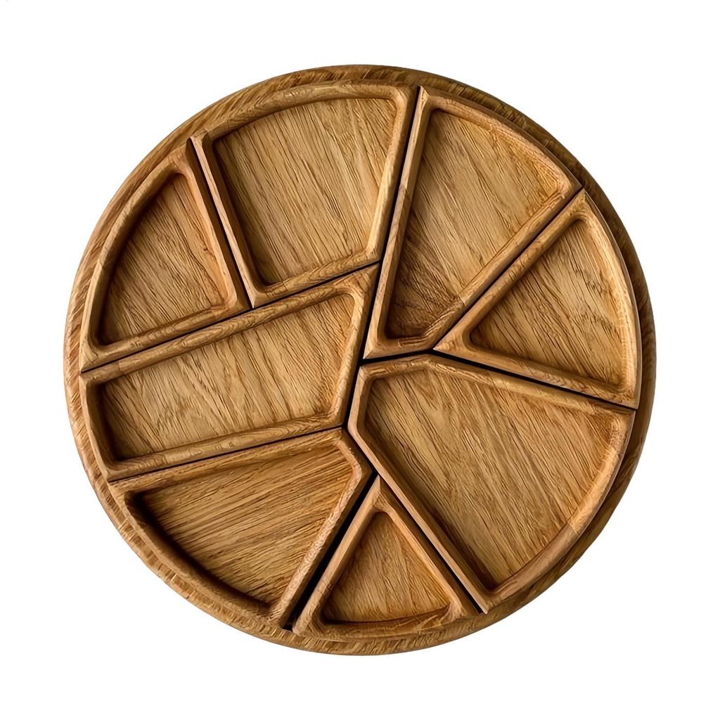 Divided Wood Serving Tray Plates Dessert Trays Sushi Serving Tray Candy Dishes Decorative Round Wooden Pallets Decoration