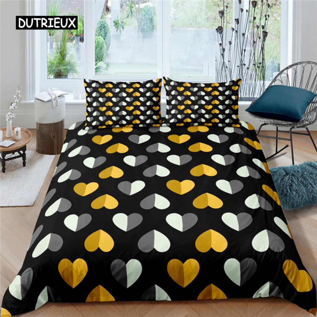

Heart Pattern Style Bed Cover Package Luxury Quilt Cover Package with Pillowcase Microfiber 2/3pcs Quilt Cover Queen Size King Size Size for Couple EU single(135x200cm)