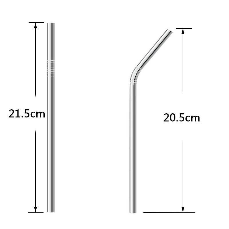 20 Pcs 304 Stainless Steel Drinking Straws,Reusable Metal Drinking Straws + 2 Cleaning Bruches