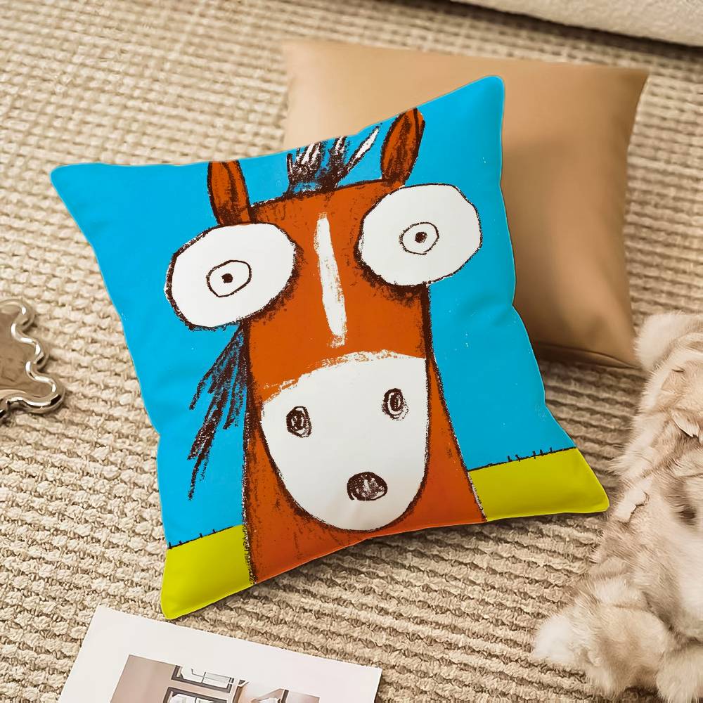Animals cute Pillow Case Anti-dustmite Pillowcase Invisible zipper silky plush Sofa