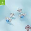 Blue Zircon Crab Stud Earrings, Childlike And Cute Creative S925 Sterling Silver Stud Earrings.