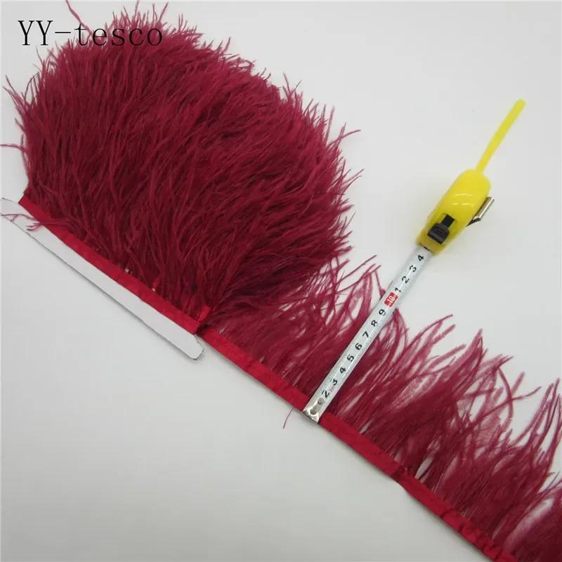 Feather1Meter Fluffy White Ostrich Feathers Trim Fringe 8-10cm Feather Ribbon for Wedding Party Sewing Dress Clothing Decoration Crafts