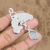 Natural Rainbow Moonstone Gemstone Pendant Fish 925 Sterling Silver Jewelry
