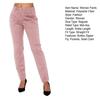 Women Summer Pants Mid-rise Button Zipper Fly Straight Leg Long Trousers with Pockets Solid