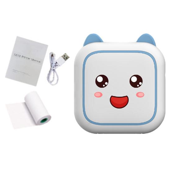 Students Inkless Pocket Printer Bluetooth-compatible Connection Cute Cartoon Receipt Printer Machine with 200DPI for Android Computer Portable