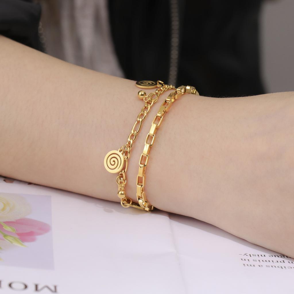 Cazador Spiral Swirl Charm Bracelet Stainless Steel Jewelry Paper Clip Chain Bracelets for Women Gift 2025 Trend Wholesale New