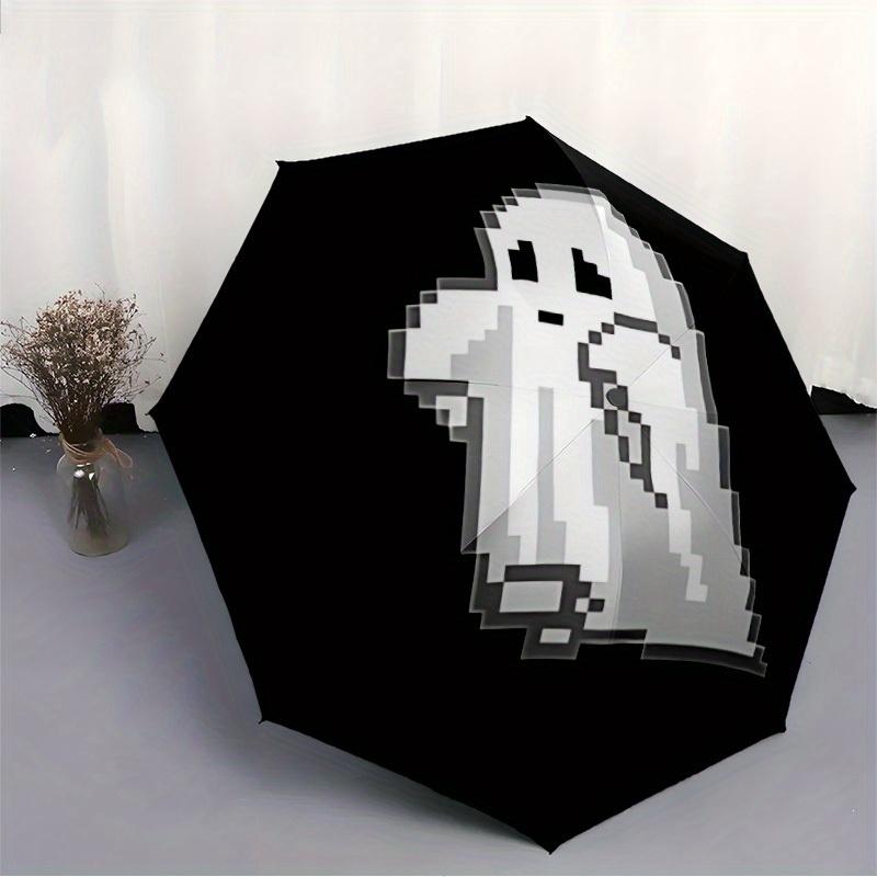 1pc Ghost Spirit Automatic Open/close Folding Compact Umbrella, 8-Rib Sturdy Canopy, Lightweight Portable, Everyday Use, Gift, Outdoor Umbrella, Trave