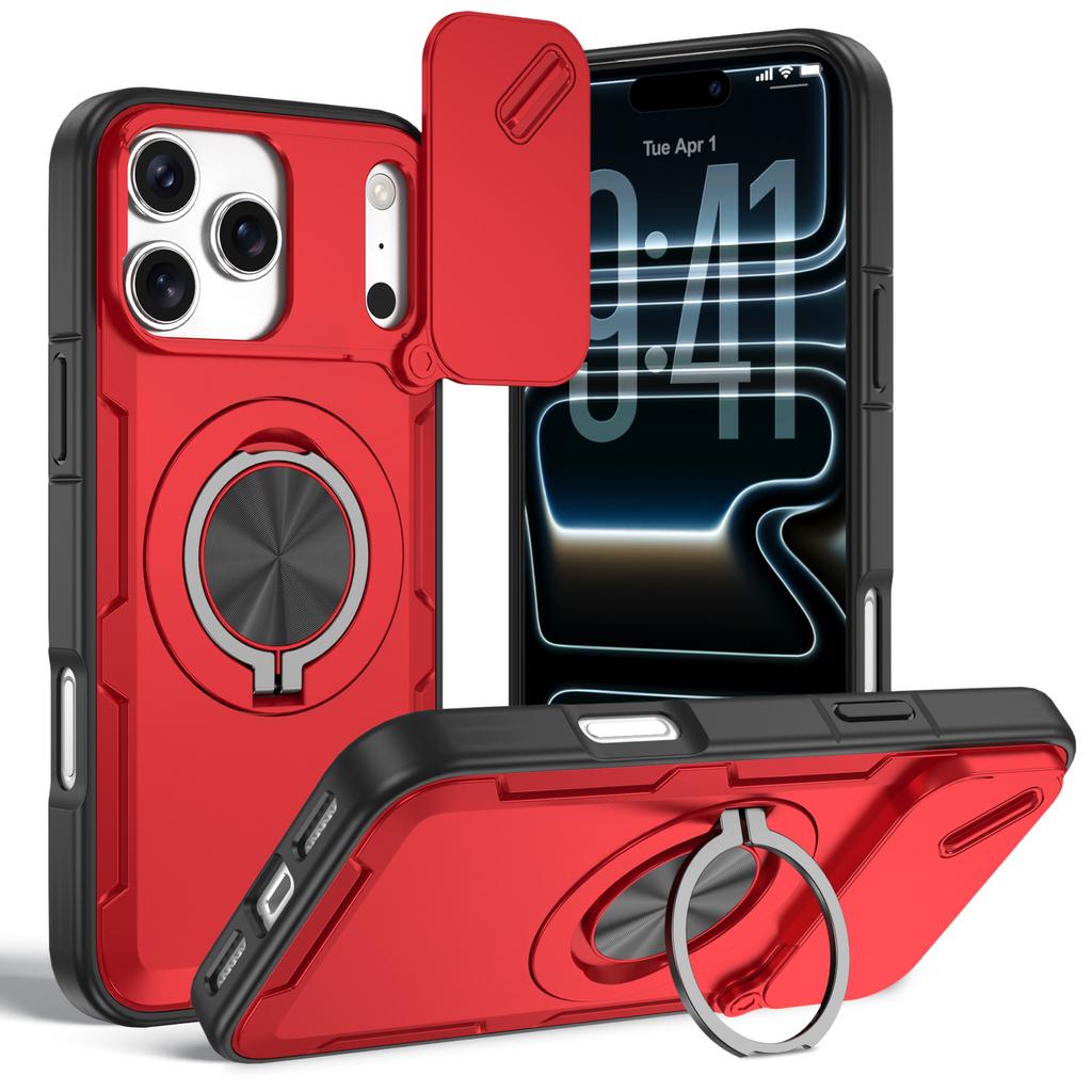 Applicable To iPhone17ProMax Warrior Magnetic Mobile Phone Case Apple 16Pro Window Push Holder 15 Protective Case
