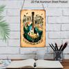 2D Flat 1pc Vintage Guitar & Music Note Metal Wall Art Sign - 12x8 Inch Aluminum Lyric Plaque "Into Music I Go" / "to Lose My Mind & Find My Soul